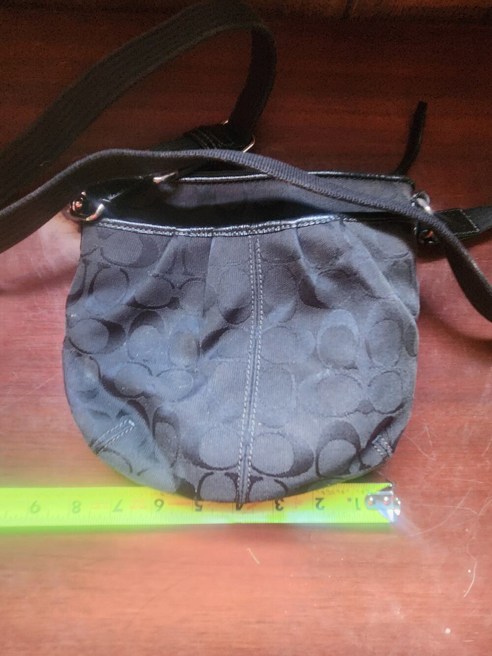 Coach Black Signature Jacquard Crossbody Bag Leather Trim